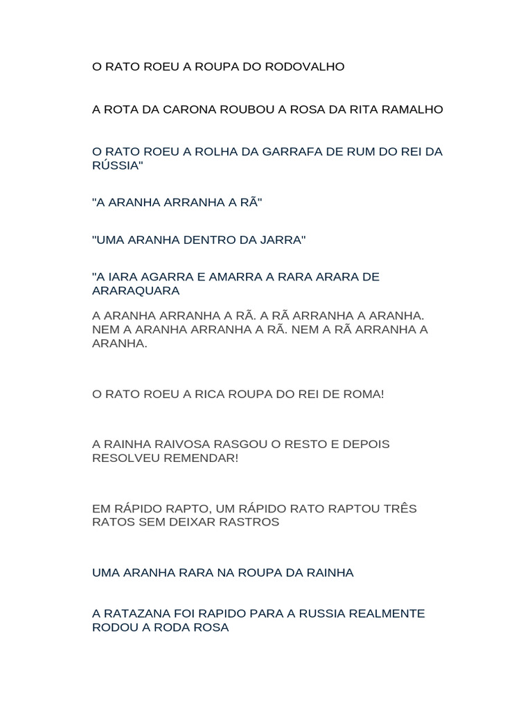 Rimas Engraçadas com R e R | PDF