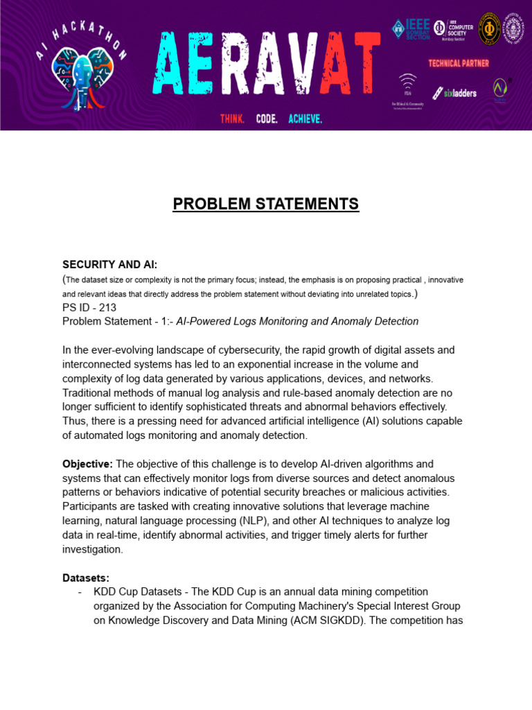 Aeravat 1.0 Problem Statements | PDF | Artificial Intelligence ...