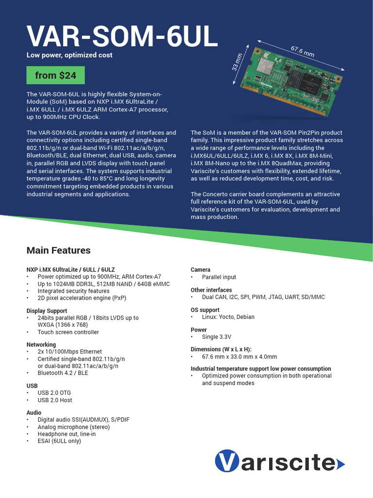 VAR-SOM-6UL Module Overview | PDF | Usb | Computer Engineering