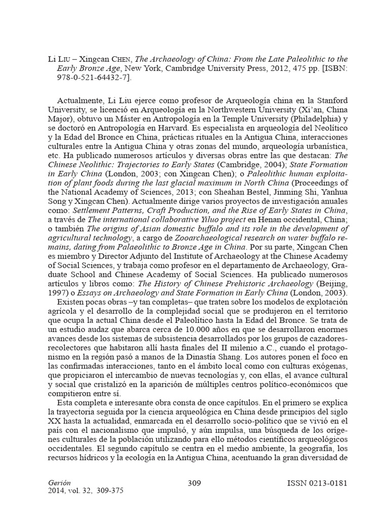 Arqueología de China: Paleolítico a Bronce | PDF