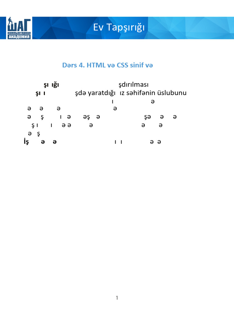 HTML-CSS - Tapşırıq 4 | PDF