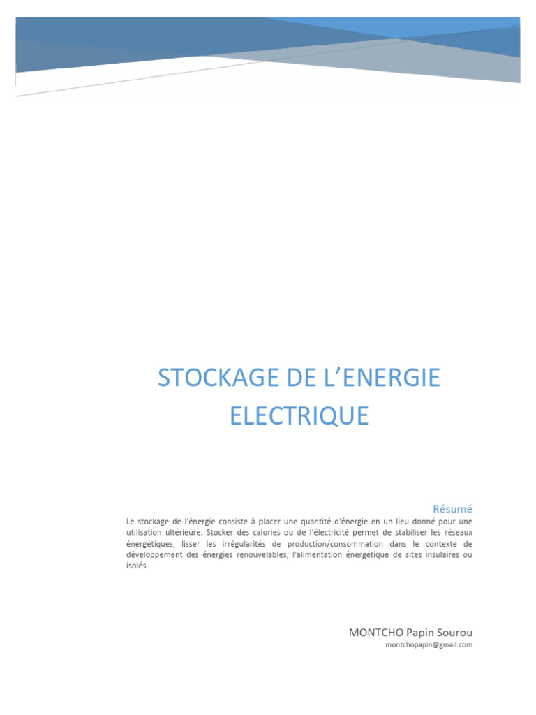 Cours sur le stockage de l'énergie électrique | PDF | Stockage de l ...