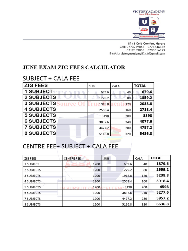 June Fees Calculator | PDF