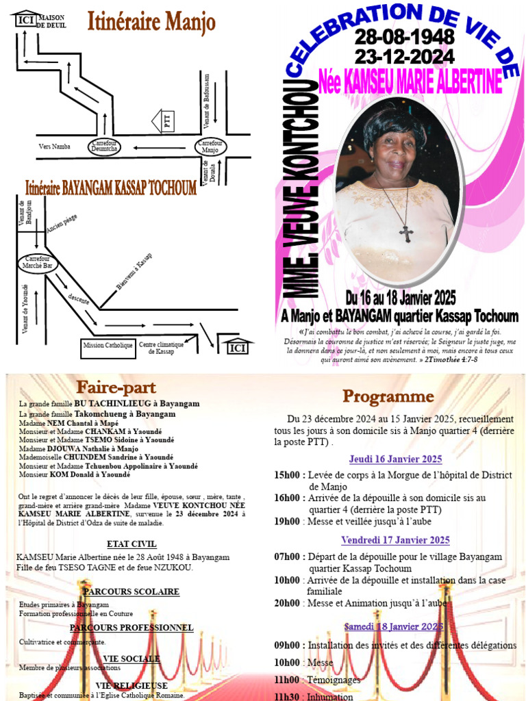 Programme des obsèques de Marie Albertine | PDF