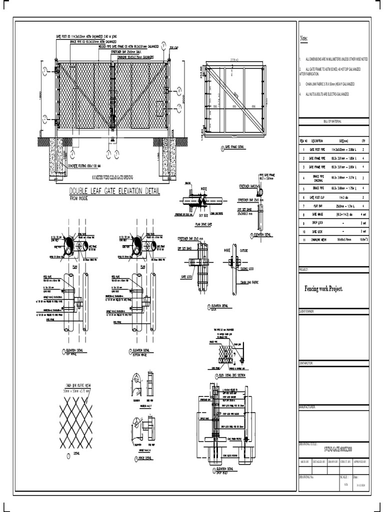 Swing Gate Detail Drawing 6000x2000 | PDF