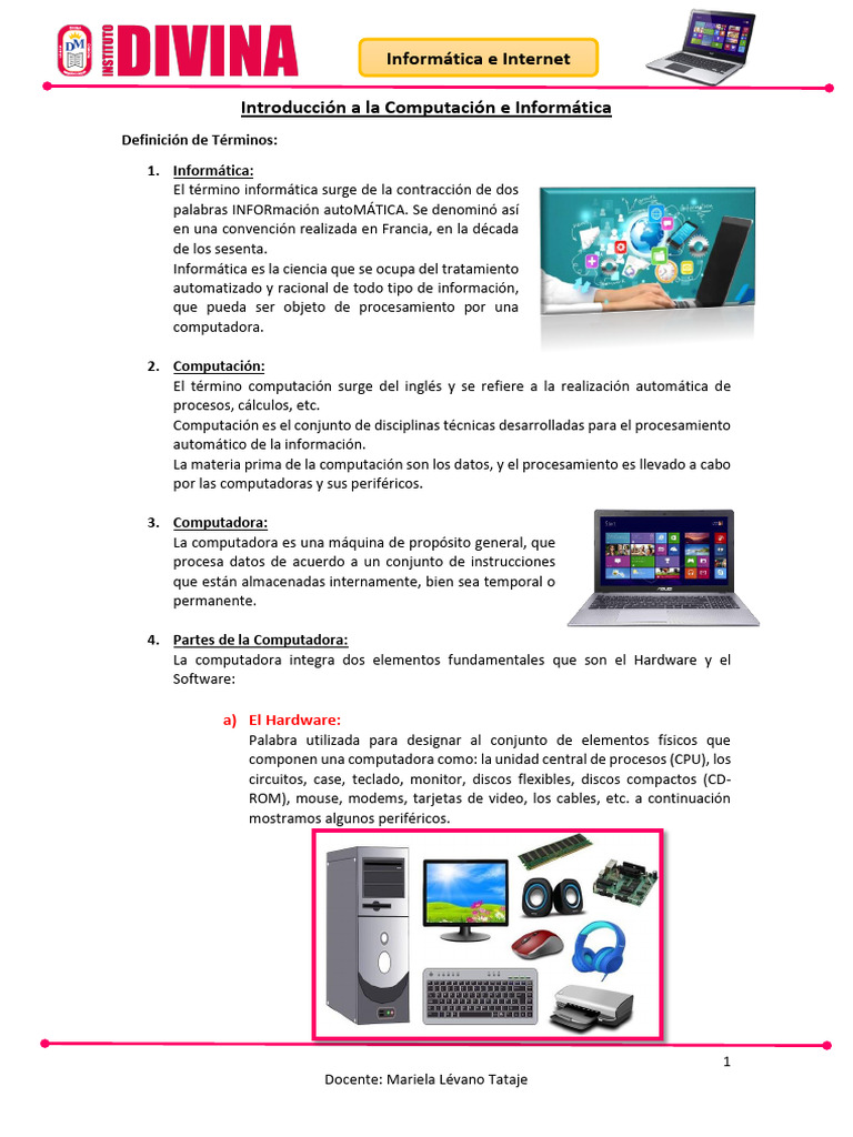 Introducción a la Informática y Computación | PDF | Hardware de la ...
