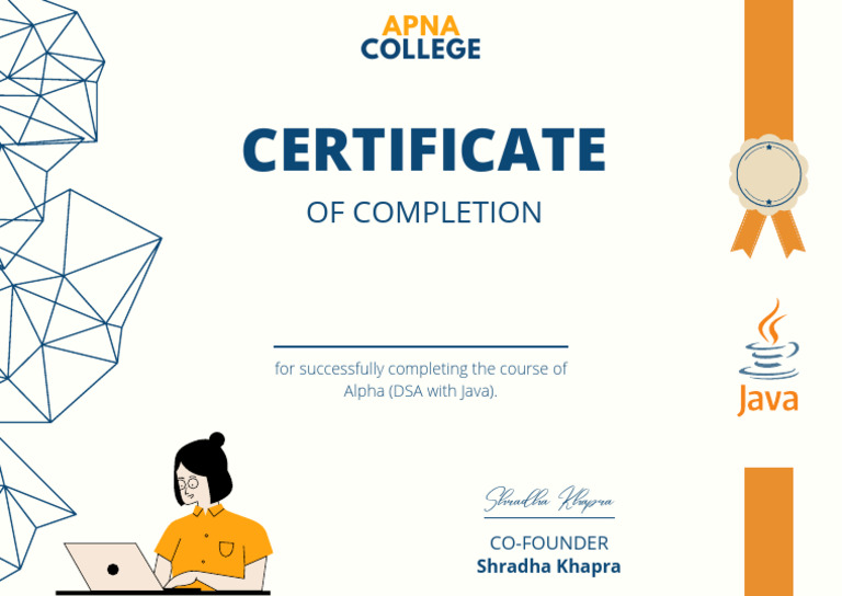 Certificate of Completion: DSA with Java | PDF