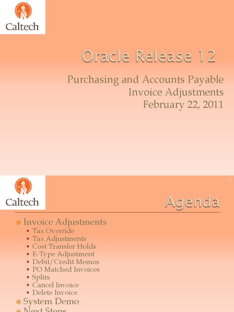 Procurement Oracle R12 Invoice AP Adjustment | PDF | Use Tax | Invoice