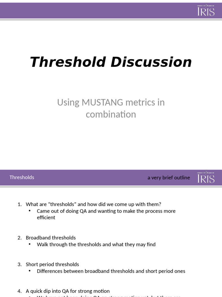Understanding Seismic Thresholds and Metrics | PDF | Spectral Density ...