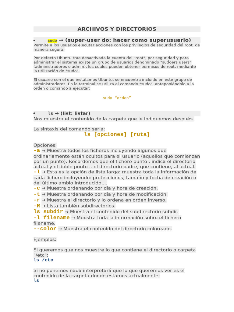 Comandos Esenciales de Linux para Terminal | PDF | Archivo de ...
