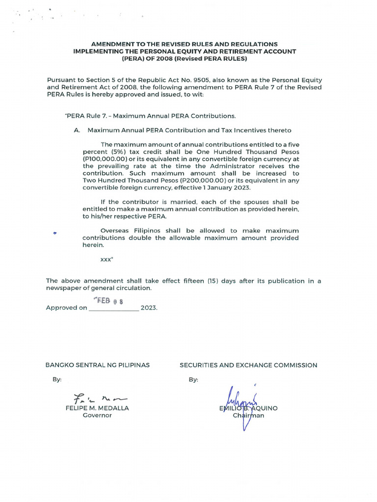Republic Act No. 9505 Revised PERA IRR 2023 | PDF