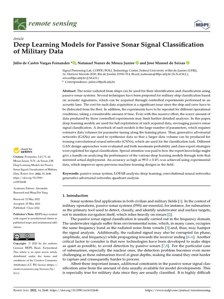 2 Passive Sensing Sonars | PDF | Deep Learning | Sonar