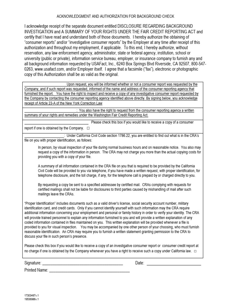 Background Check Authorization Form | PDF | Identity Document | Credit ...