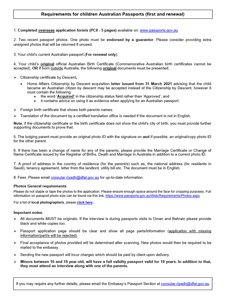 View of Requirements for Children Passports - New and Renewal - DeC 2021 | PDF ...