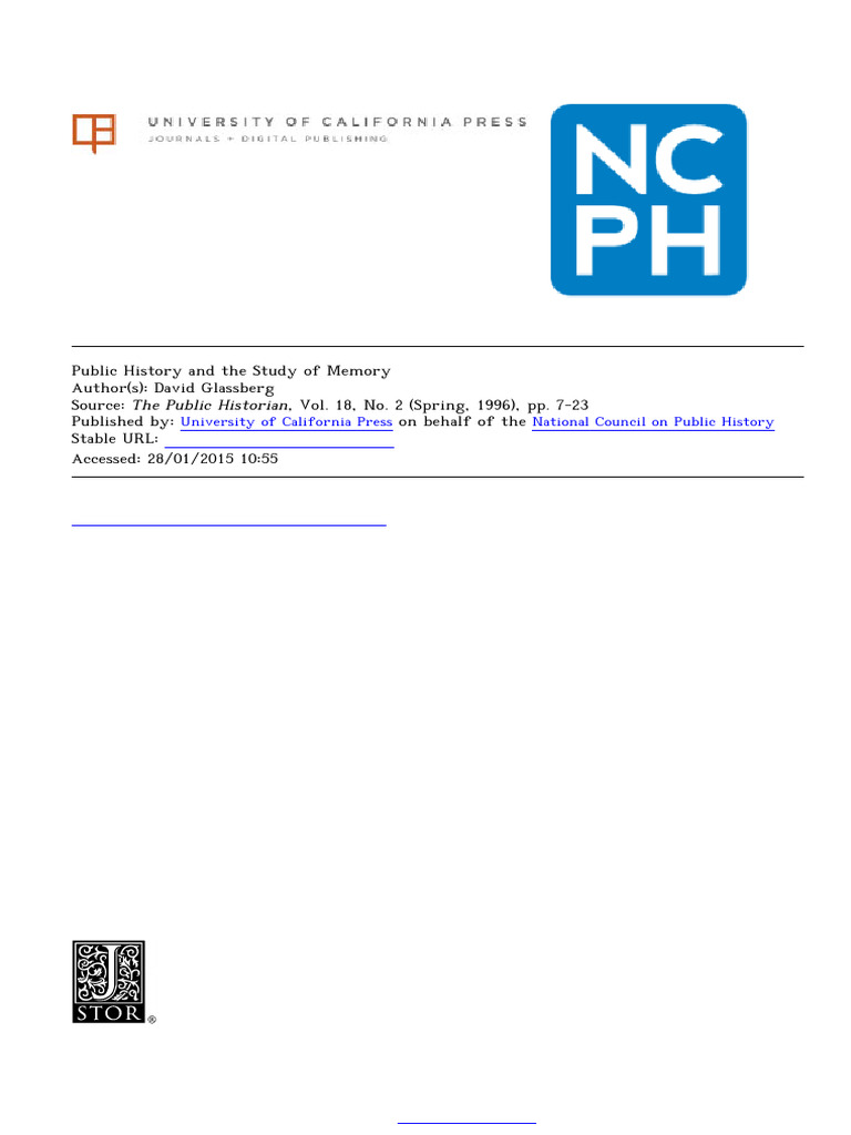 Public History and Memory Studies | PDF | Liberal Arts Education