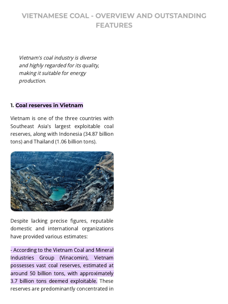Overview of Vietnam's Coal Industry | PDF | Coal | Anthracite