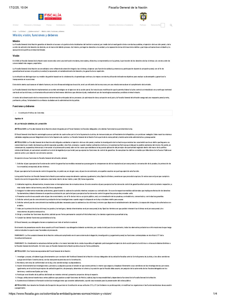Misión y visión de la Fiscalía General | PDF | Fiscal | Judicaturas
