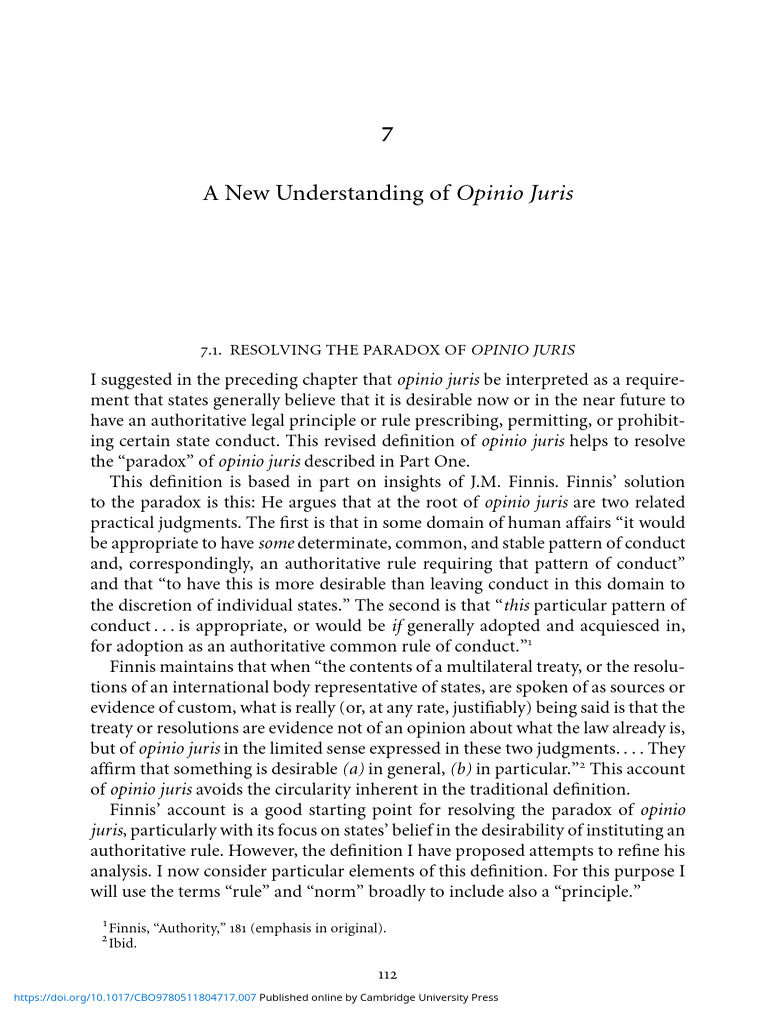 Understanding Opinio Juris in Law | PDF | Legal Concepts | Judiciaries