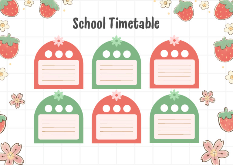 Green and Red Illustrative School Timetable PDF | PDF