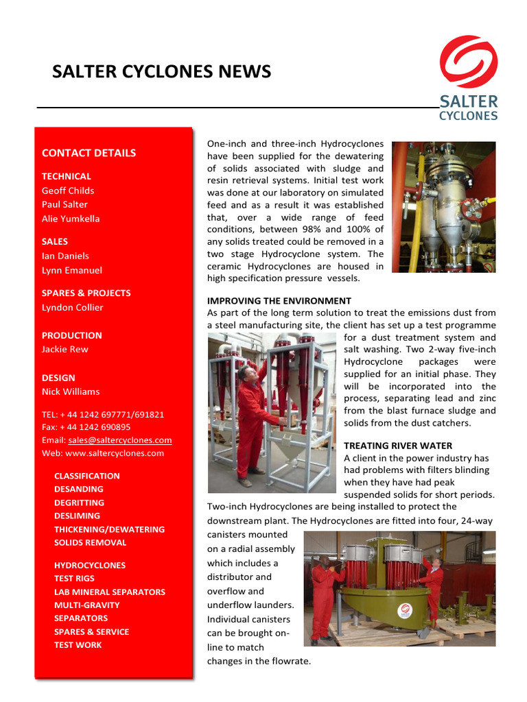 Salter Cyclones: Hydrocyclone Solutions | PDF