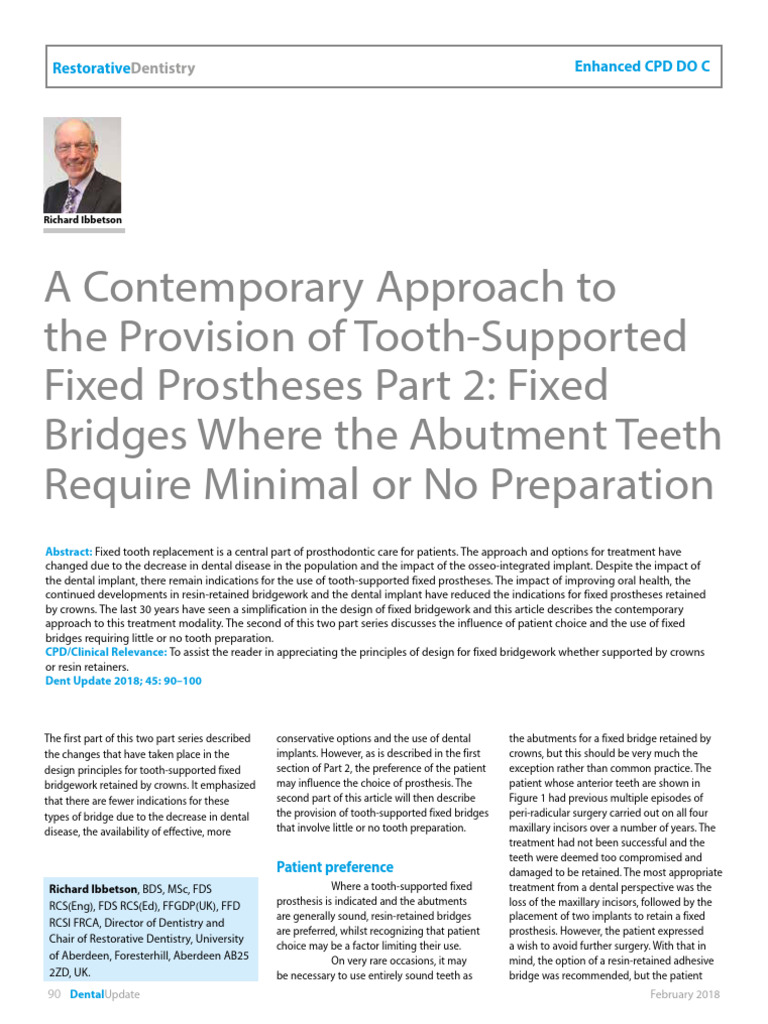 Minimal Preparation for Anterior Bridges | PDF | Dental Anatomy ...