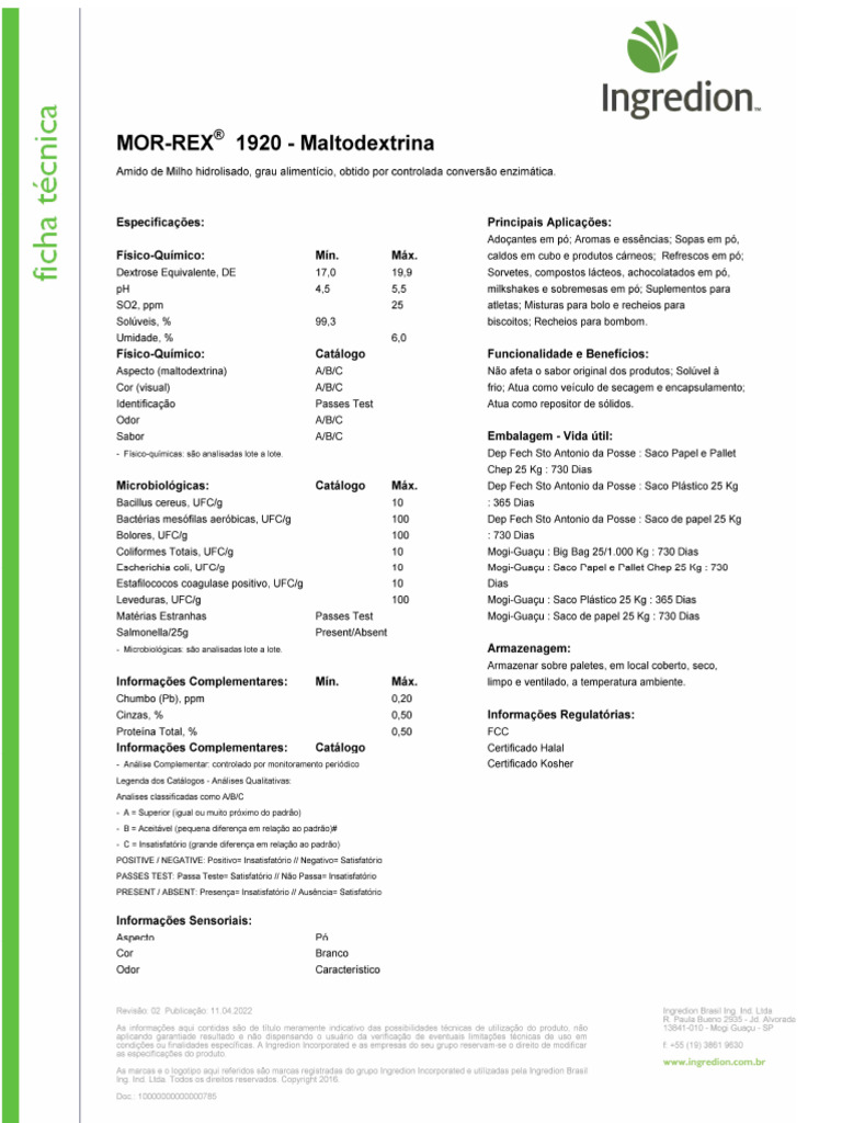 Mor-Rex 1920 (Pack) - TDS - PT | PDF