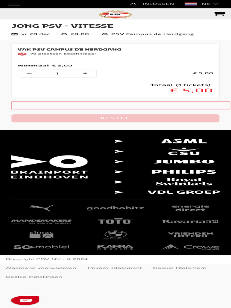 Tickets Selection For Jong PSV - Vitesse Tickets | PDF