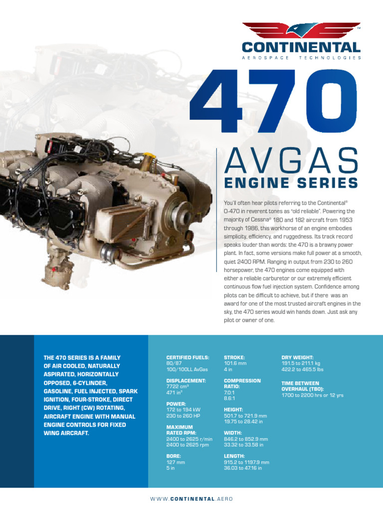 Continental Specsheet Avgas 470 Engine Series v2 WEB | PDF | Engines ...