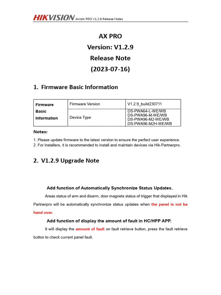 Axiom PRO V1.2.9 Firmware Release Notes | PDF | Mobile App | Computer ...