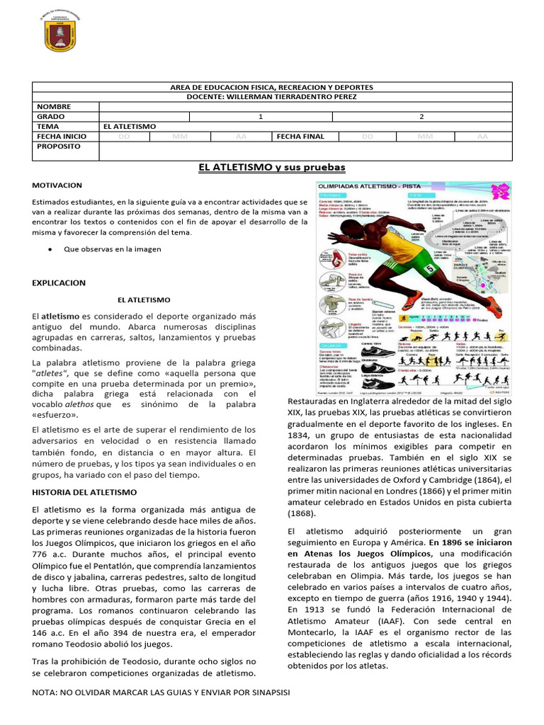 Generalidades del Atletismo | PDF | Deporte del atletismo | Deportes