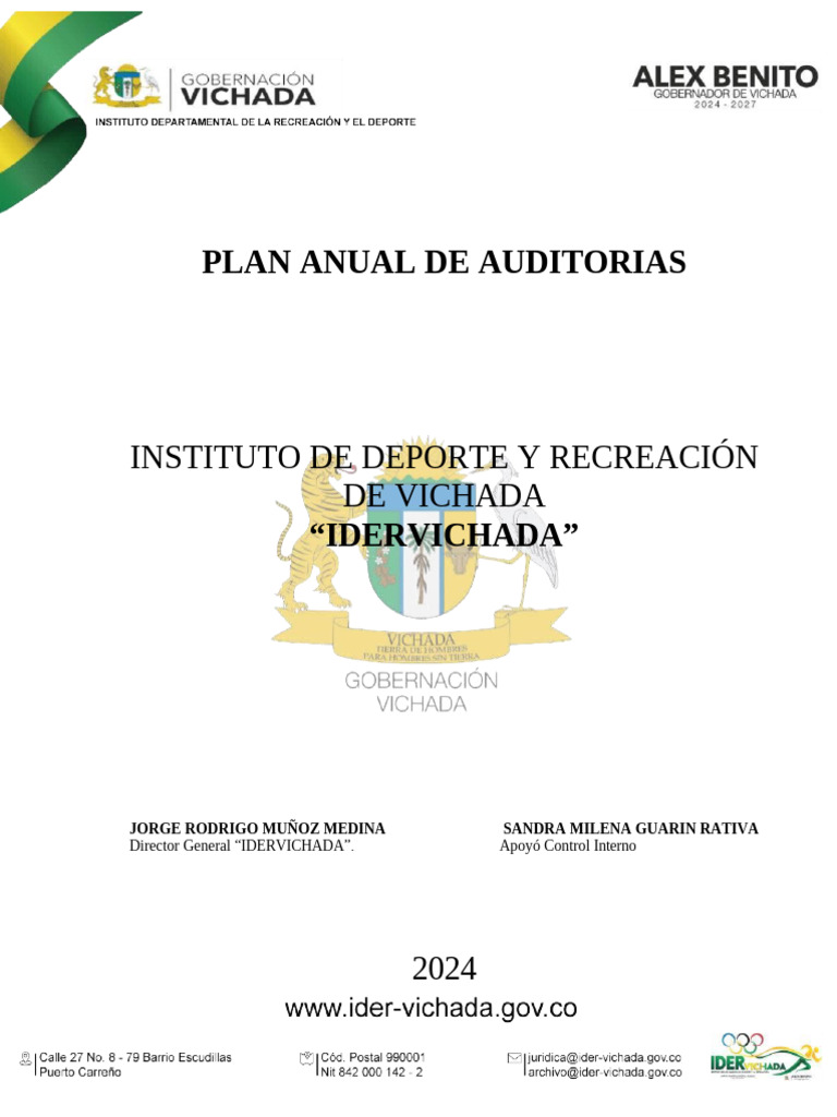 Plan Anual de Auditorías IDERVICHADA 2024 | PDF | Auditoría | Planificación