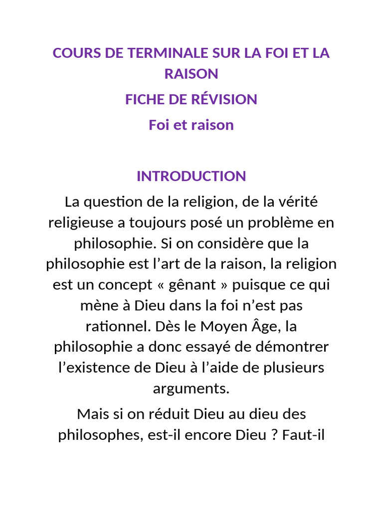 Foi et Raison : Enjeux Philosophiques | PDF | Dieu | Raison