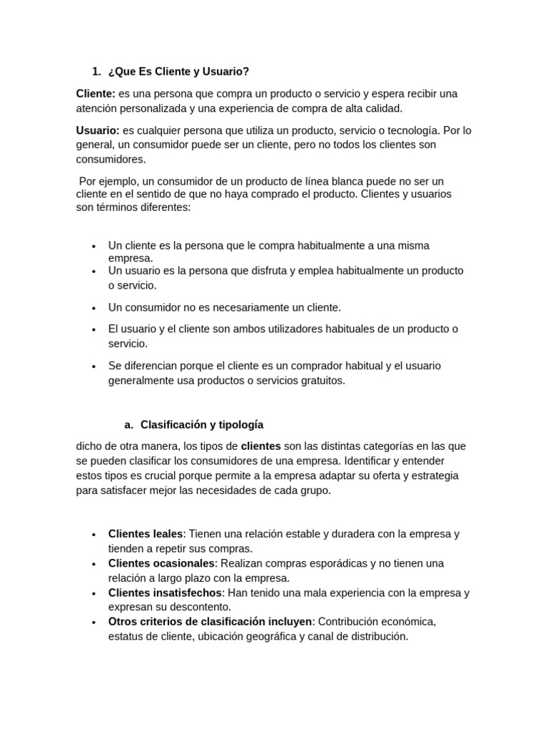 Diferencias entre Cliente y Usuario | PDF | Calidad (comercial ...