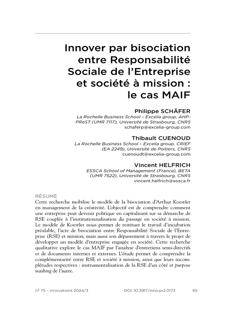 Bisociation : RSE et Société à Mission | PDF | Responsabilité sociétale ...