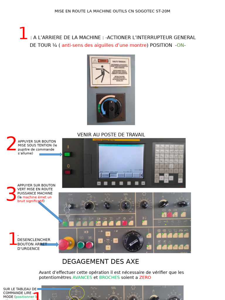 Mise en Route La Machine Outils Cn Sogotec | PDF