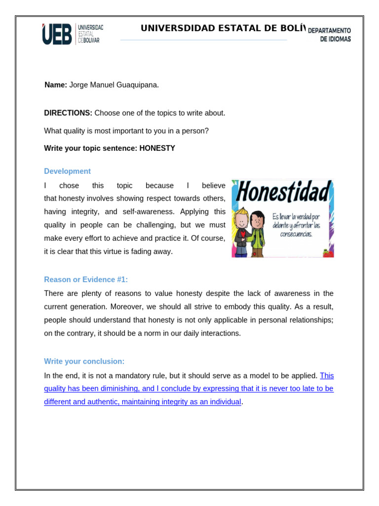 Importance of Honesty in Character | PDF