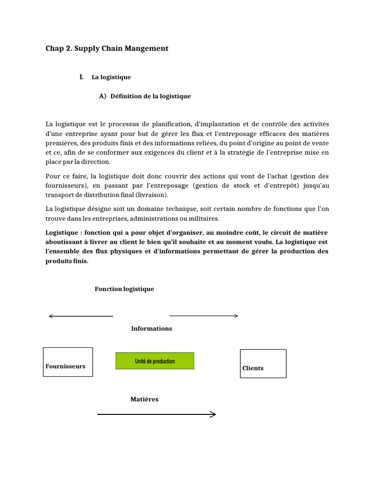 Gestion de la Supply Chain et Logistique | PDF | Logistique | Entrepôt