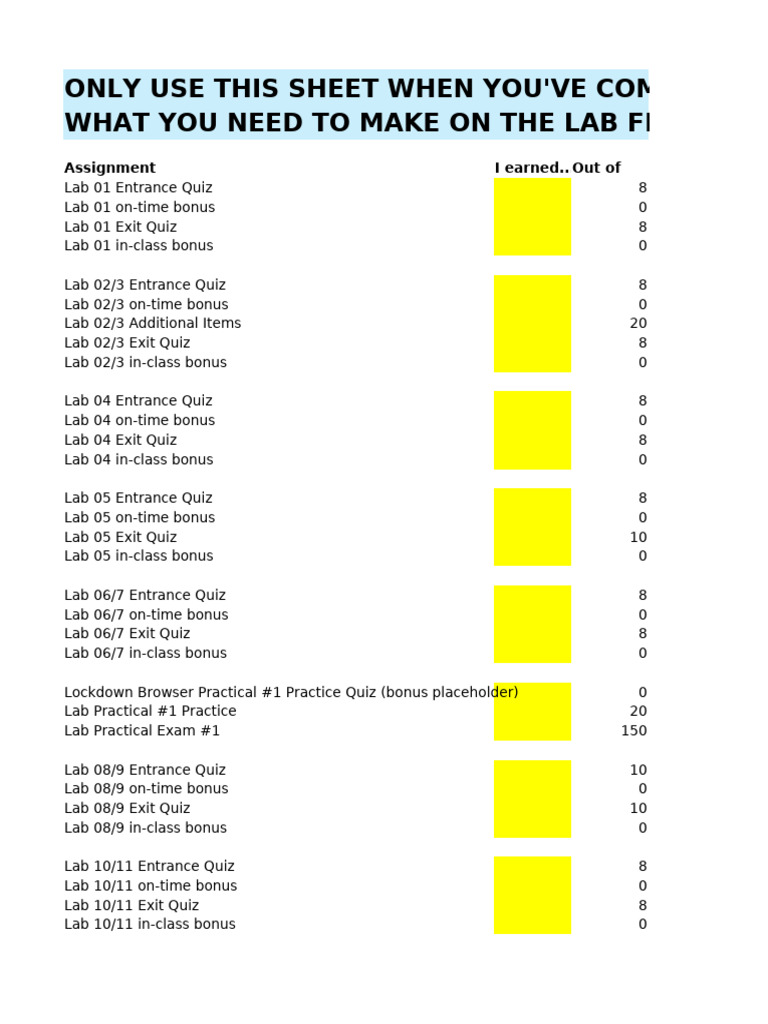 Lab Final Grade Calculation Guide | PDF | Educational Stages ...
