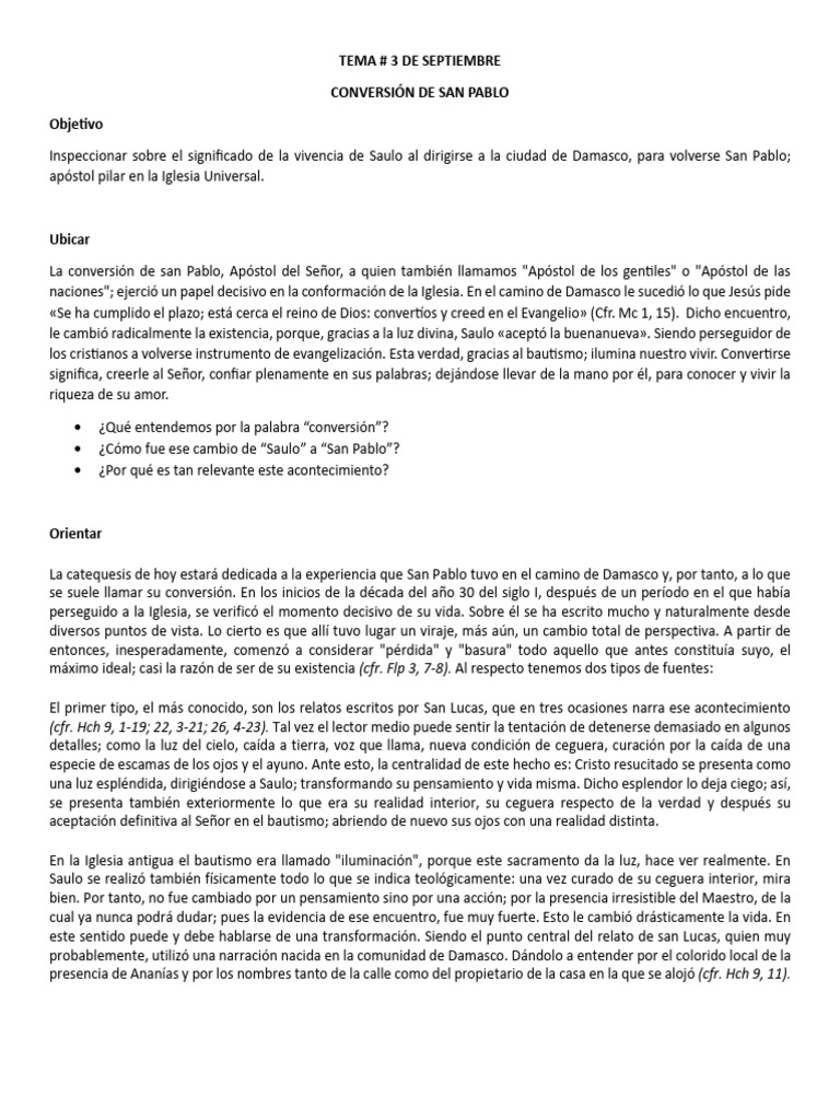 Conversión de Saulo a San Pablo | PDF | Pablo el apóstol | La ...