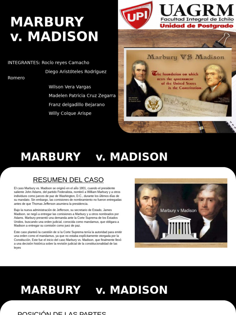 Marbury vs. Madison: ¿Quién ganó? | PDF | Marbury V. Madison | Tribunal ...