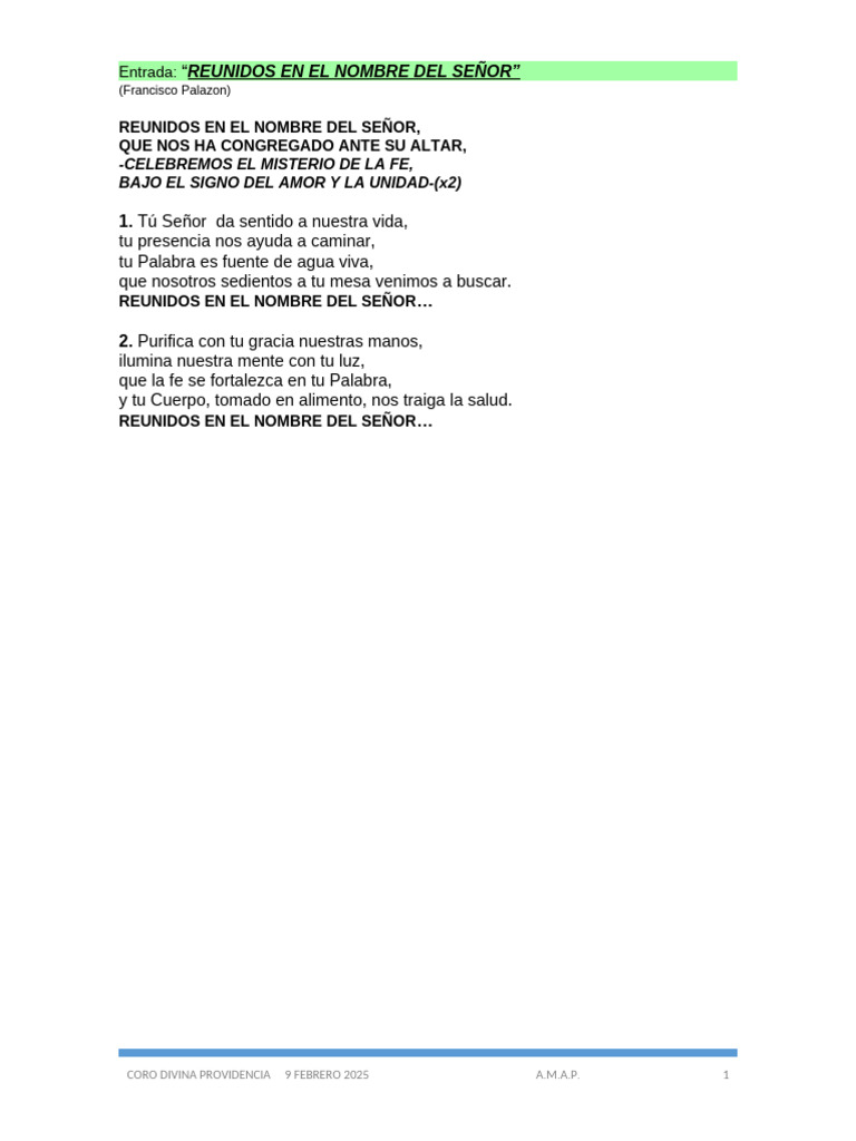 Reunidos en El Nombre Del Señor | PDF