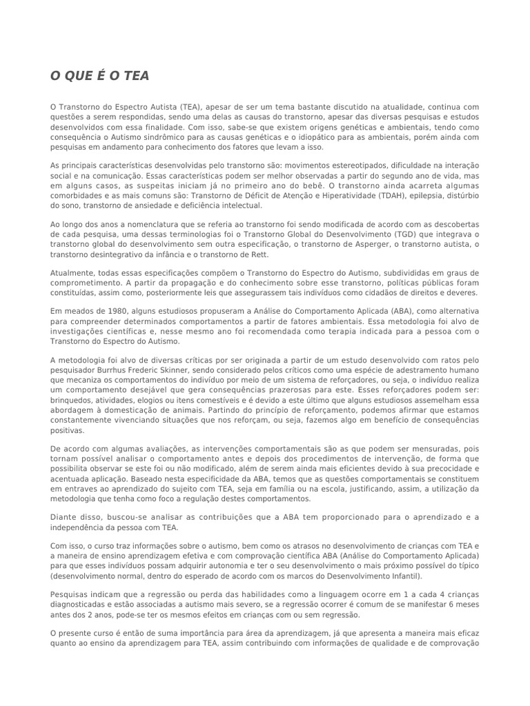 Entendendo o Transtorno do Espectro Autista | PDF | Autismo | Aprendizado