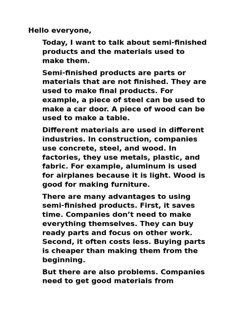 Importance of Semi-Finished Products | PDF