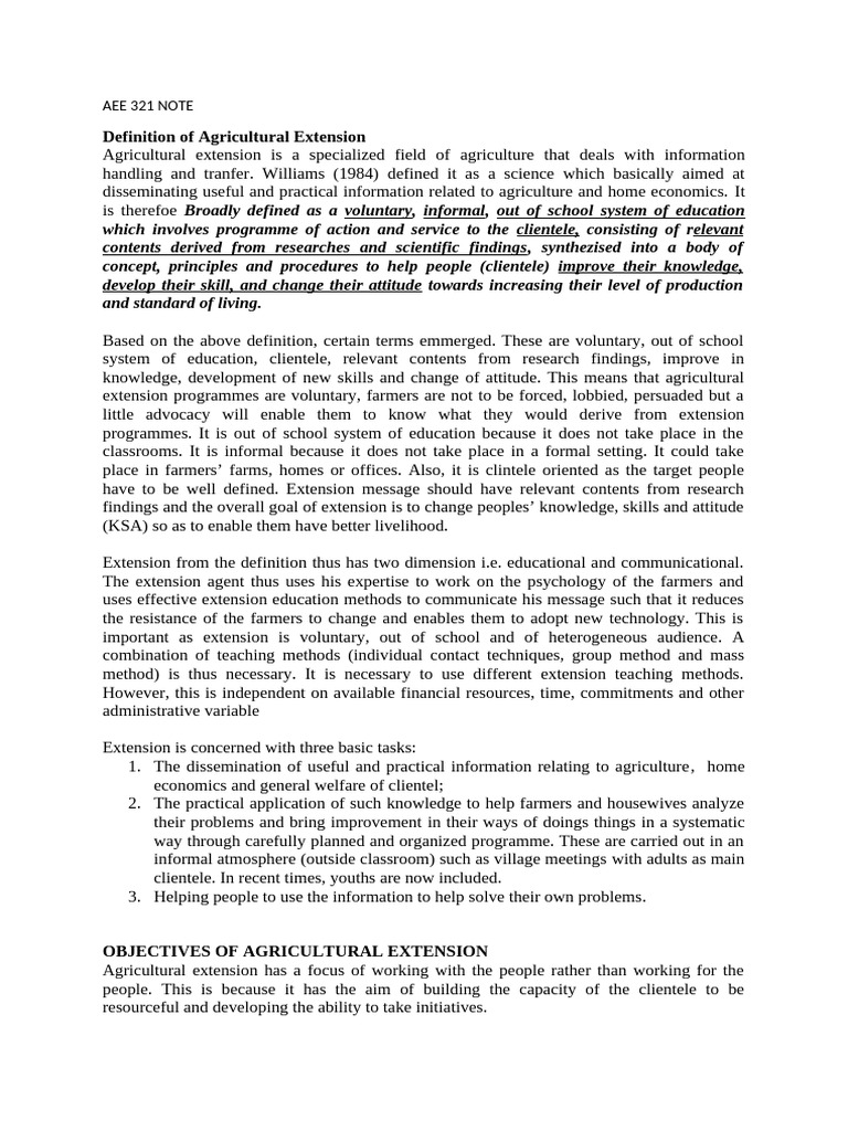 Understanding Agricultural Extension | PDF | Knowledge | Goal