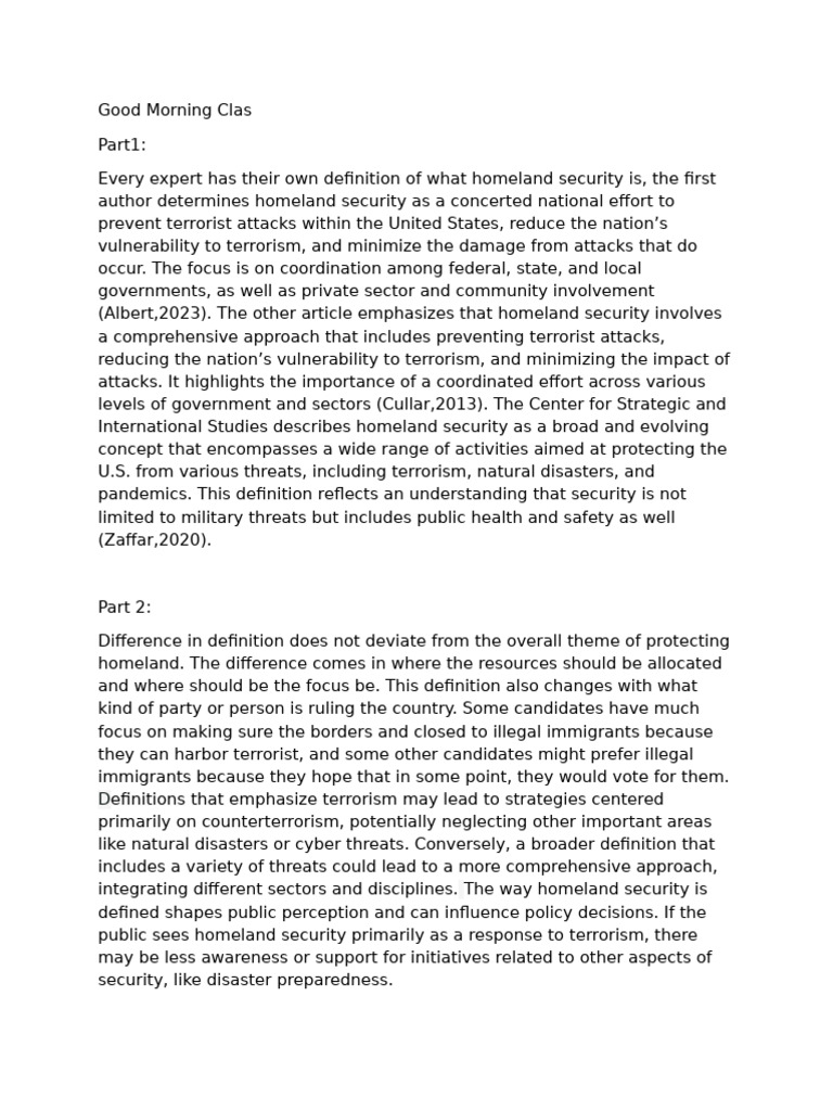 Muhammad_Ali_Week1Post.docx | PDF | Homeland Security | Securities