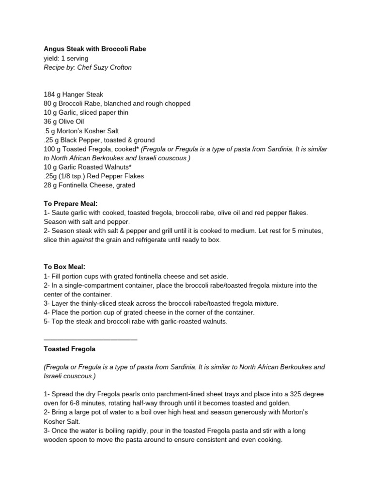 Angus Steak with Broccoli Rabe Recipe | PDF