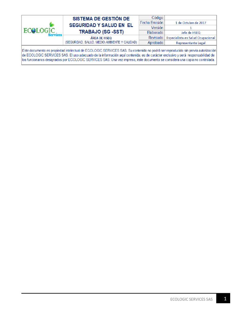 Sistema de Gestión de Seguridad y Salud en El Trabajo | PDF | Seguridad ...