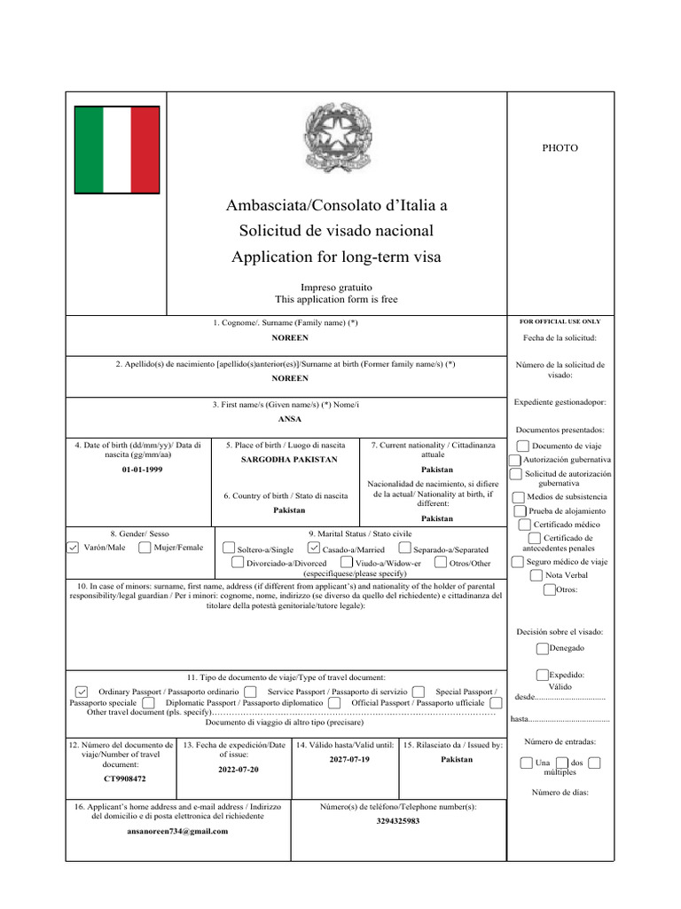 Application - Form - NOREEN ANSA - KAR605800207524 | PDF