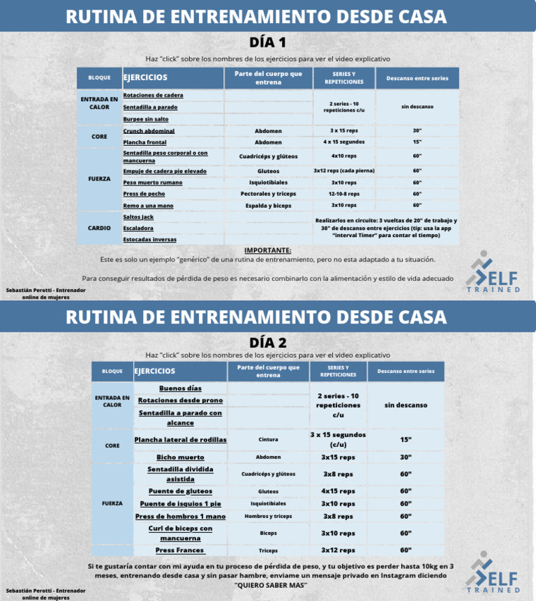 Rutina de Ejercicios en Casa para Mujeres | PDF | Entrenamiento con pesas