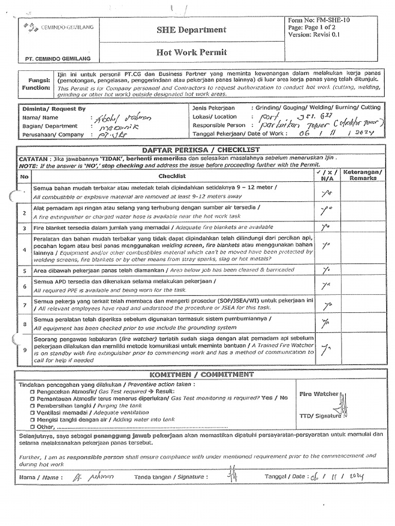 Hot Permit Port-0002 | PDF